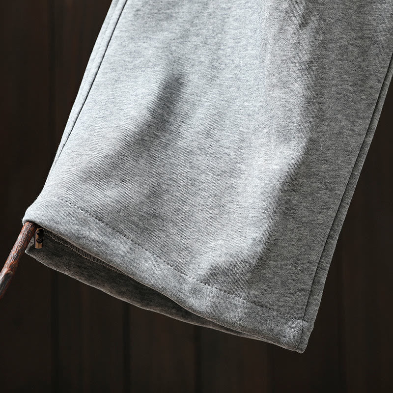 Breathable Cotton Straight-Leg Meditation Pants with Pockets
