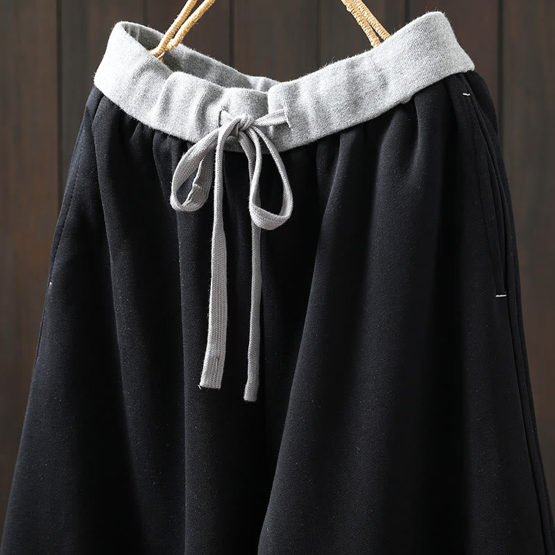 Breathable Cotton Straight-Leg Meditation Pants with Pockets