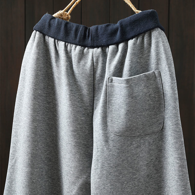 Breathable Cotton Straight-Leg Meditation Pants with Pockets