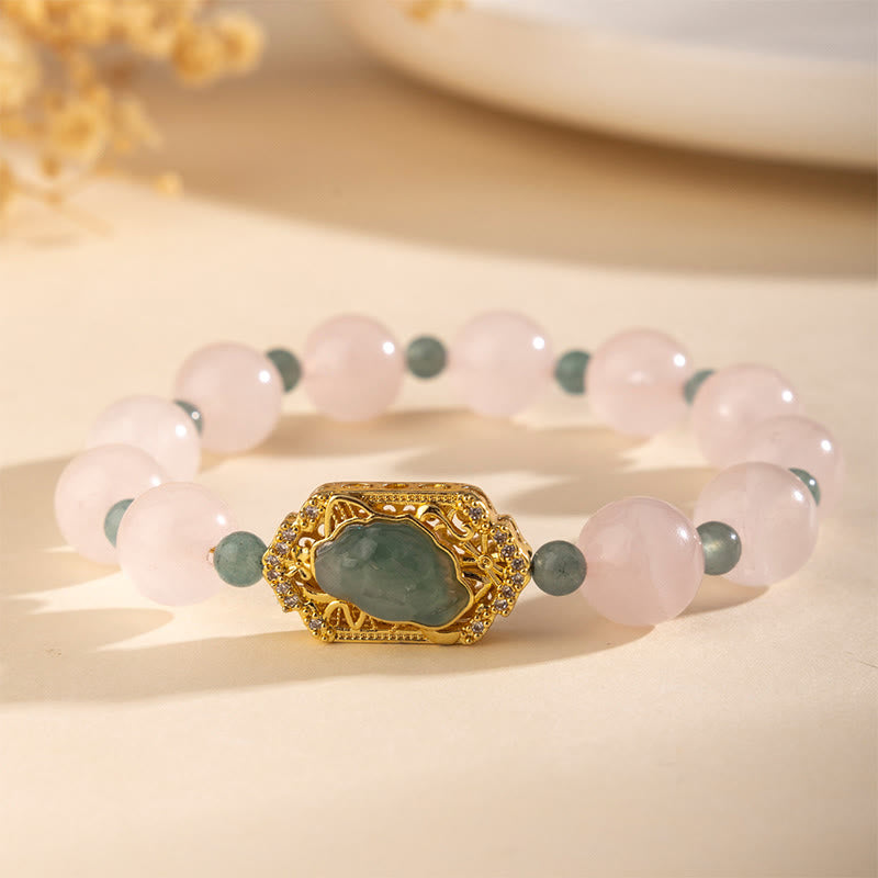 Handcrafted Rose Quartz and Jade Beaded Energy Bracelet