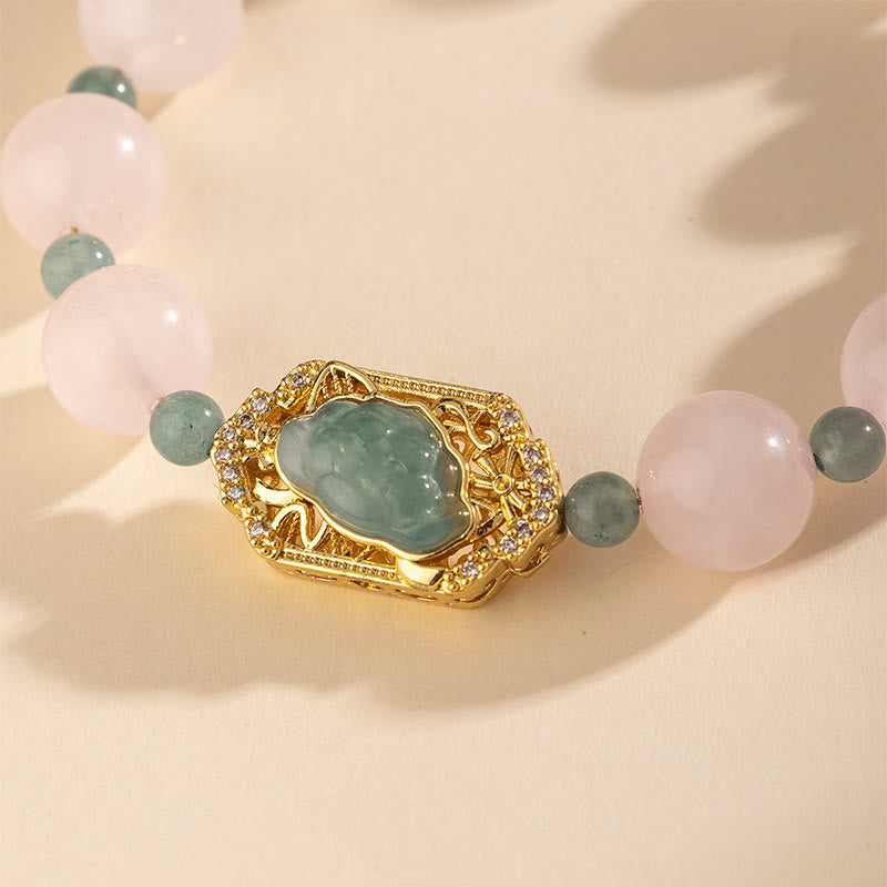 Handcrafted Rose Quartz and Jade Beaded Energy Bracelet