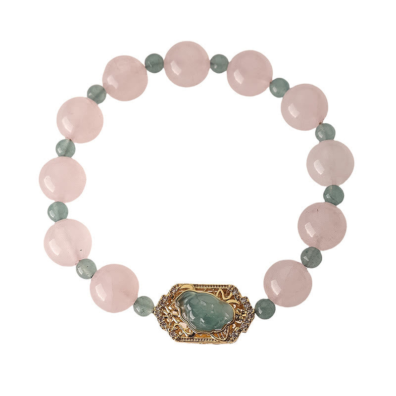 Handcrafted Rose Quartz and Jade Beaded Energy Bracelet