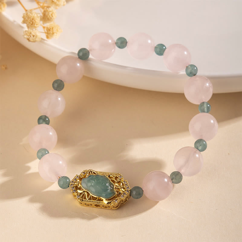 Handcrafted Rose Quartz and Jade Beaded Energy Bracelet