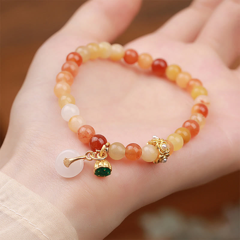 Golden Silk Jade Peace Buckle (Ping An Kou) Centering Bracelet