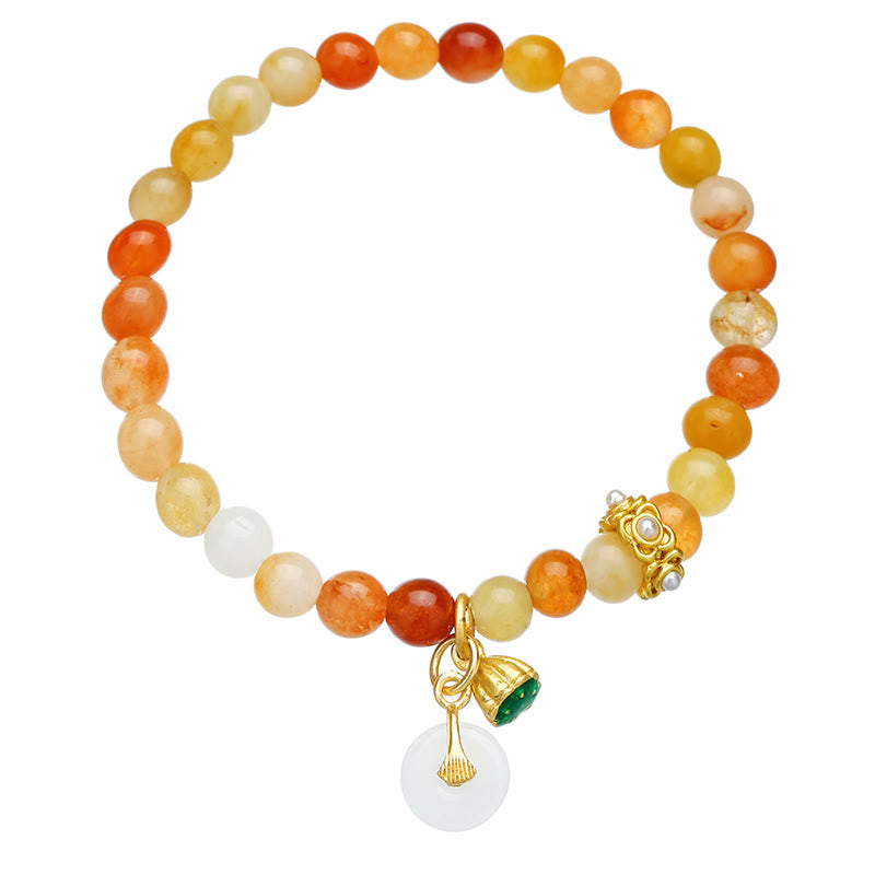 Golden Silk Jade Peace Buckle (Ping An Kou) Centering Bracelet