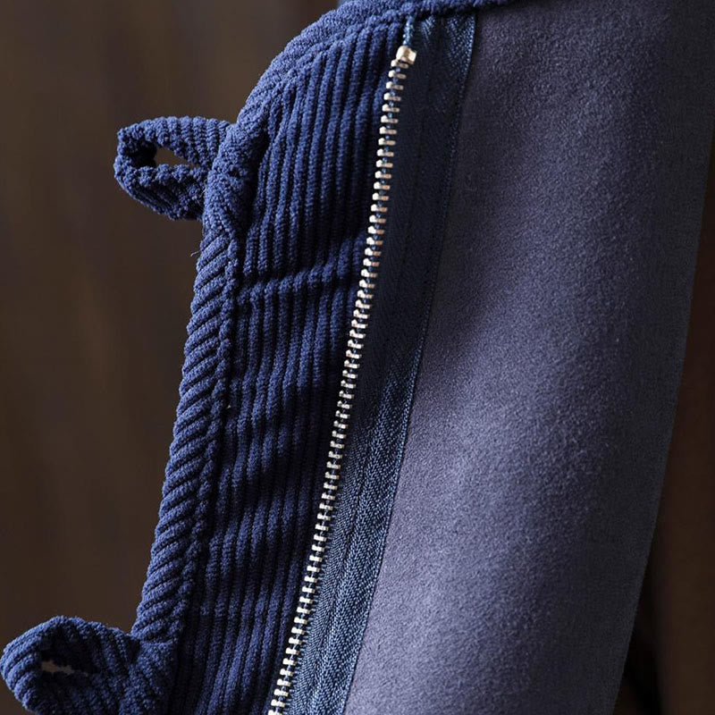 Winter Zipper Buttons Long Sleeve Thermal Warm Cotton Women's Jacket With Pockets