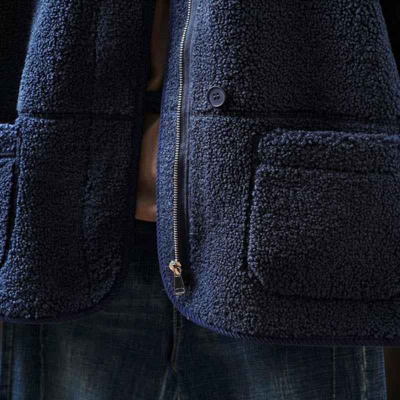 Winter Zipper Buttons Long Sleeve Thermal Warm Cotton Women's Jacket With Pockets