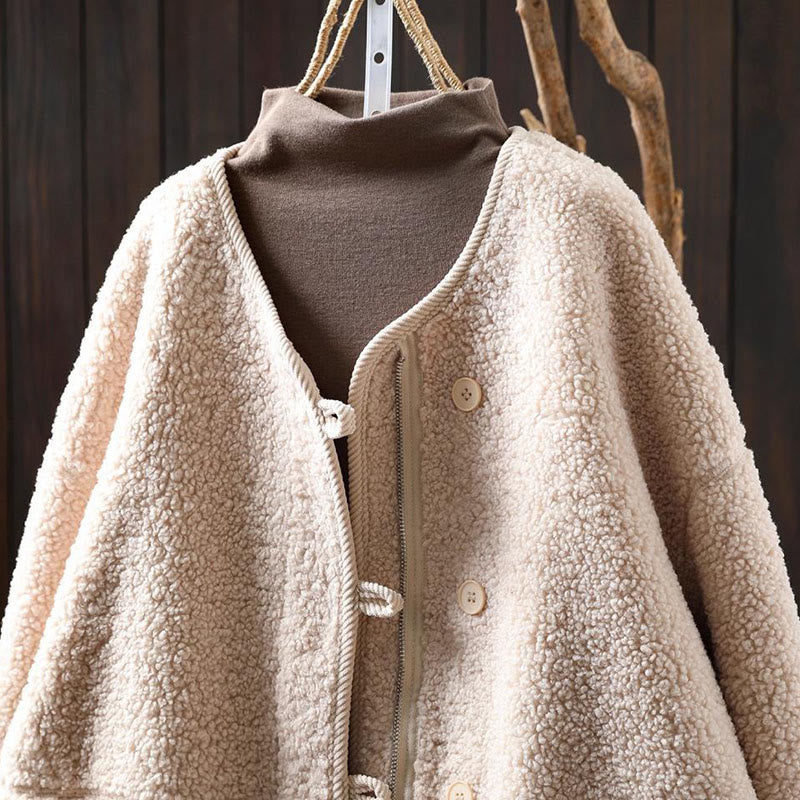 Winter Zipper Buttons Long Sleeve Thermal Warm Cotton Women's Jacket With Pockets