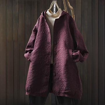 Jacquard Cotton Long Sleeve Mid-Length Structured Jacket for Daily Grounding