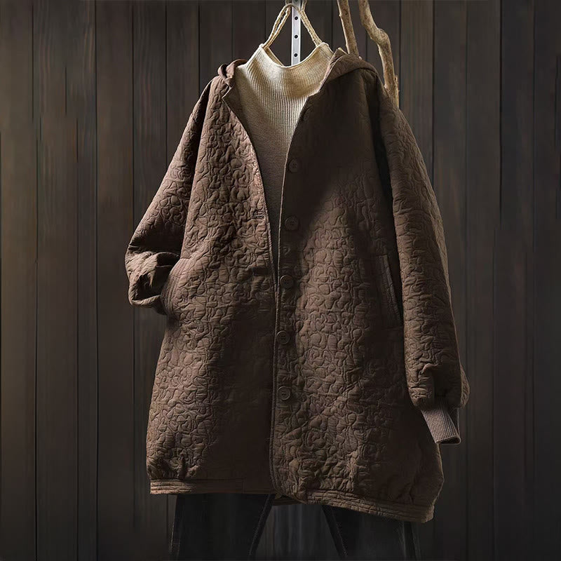 Jacquard Cotton Long Sleeve Mid-Length Structured Jacket for Daily Grounding