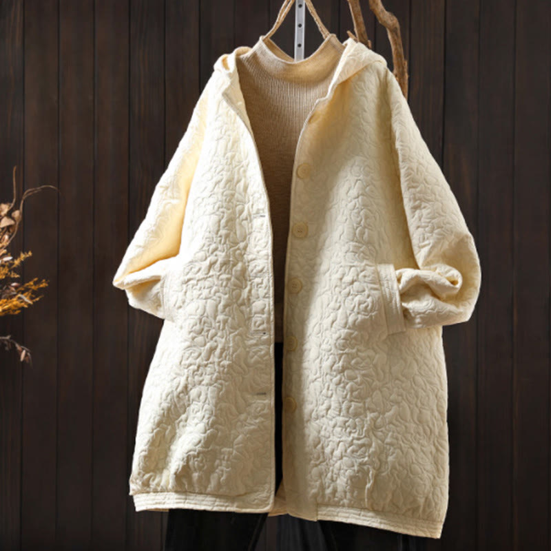 Jacquard Cotton Long Sleeve Mid-Length Structured Jacket for Daily Grounding