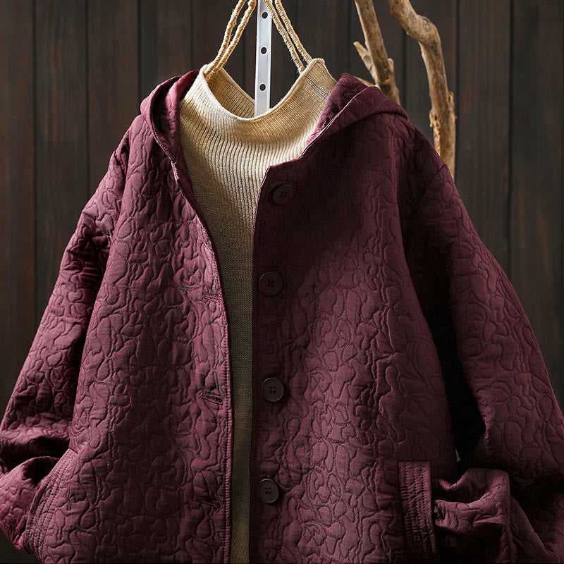 Jacquard Cotton Long Sleeve Mid-Length Structured Jacket for Daily Grounding