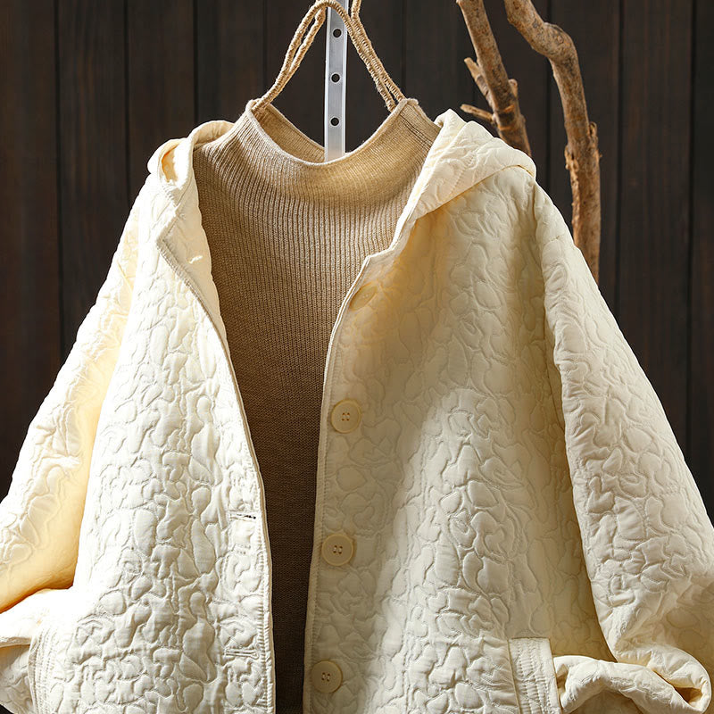 Jacquard Cotton Long Sleeve Mid-Length Structured Jacket for Daily Grounding