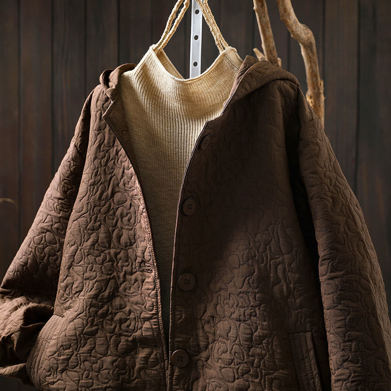 Jacquard Cotton Long Sleeve Mid-Length Structured Jacket for Daily Grounding