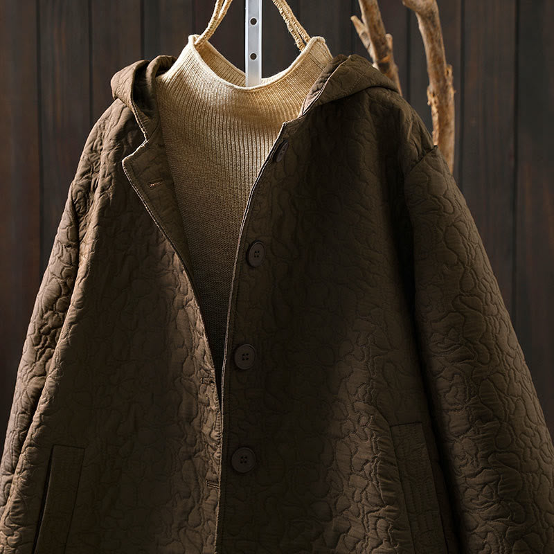 Jacquard Cotton Long Sleeve Mid-Length Structured Jacket for Daily Grounding