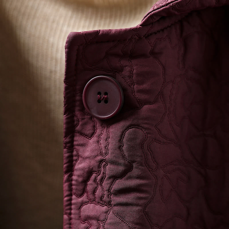 Jacquard Cotton Long Sleeve Mid-Length Structured Jacket for Daily Grounding