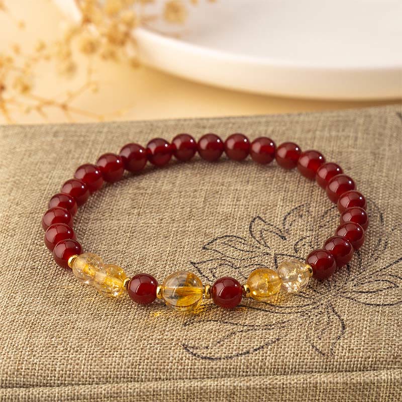Vibrant Citrine and Red Agate Beaded Energy Bracelet for Women
