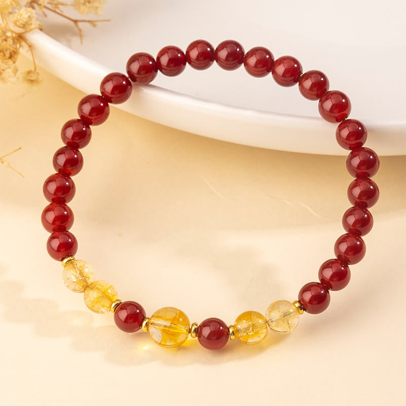 Vibrant Citrine and Red Agate Beaded Energy Bracelet for Women