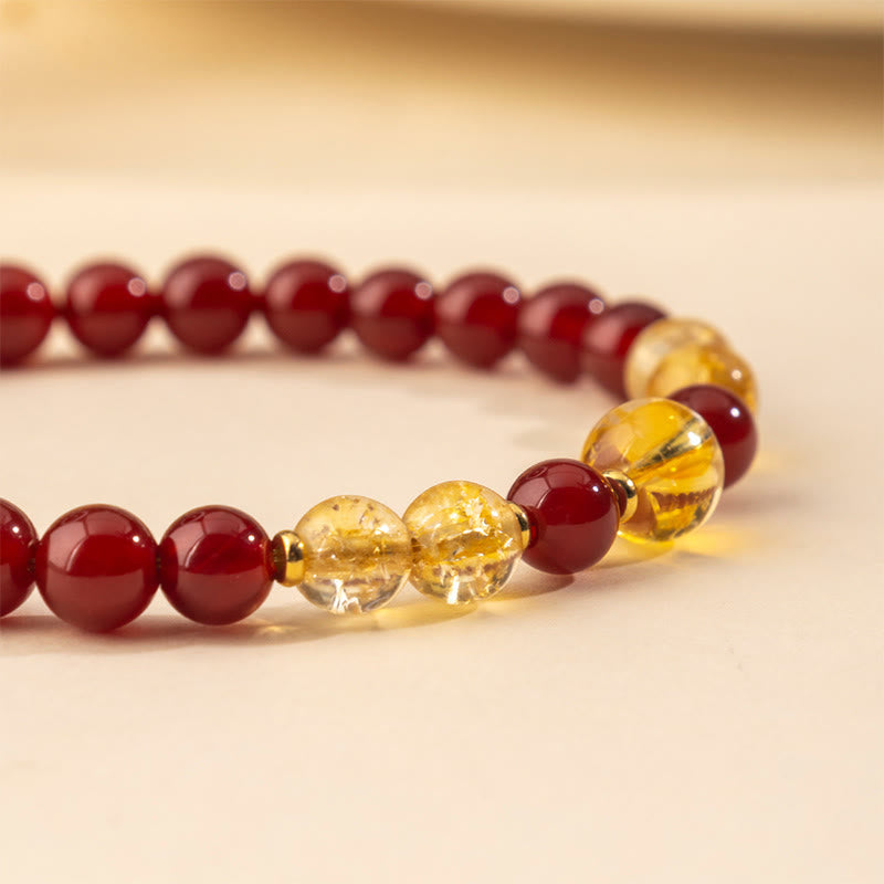 Vibrant Citrine and Red Agate Beaded Energy Bracelet for Women