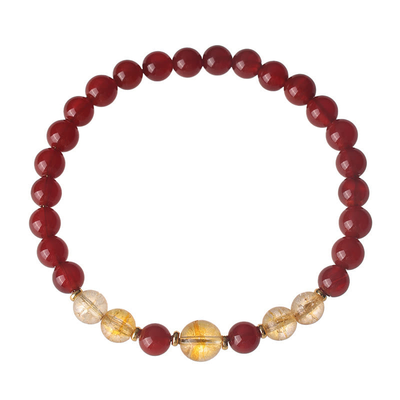 Vibrant Citrine and Red Agate Beaded Energy Bracelet for Women