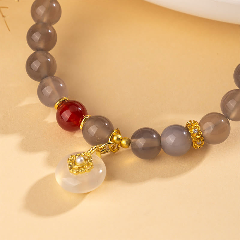 Harmonious Gray Agate, Red Agate & Chalcedony Balance Bracelet
