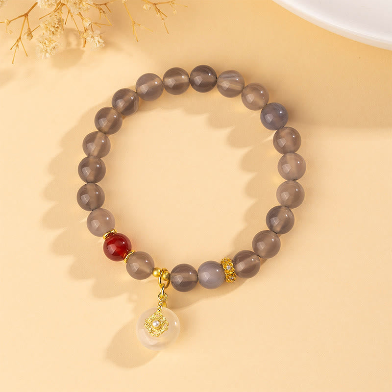 Harmonious Gray Agate, Red Agate & Chalcedony Balance Bracelet