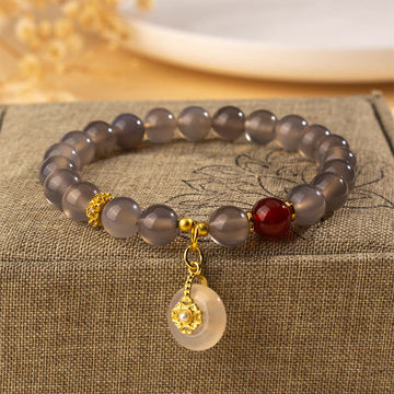 Harmonious Gray Agate, Red Agate & Chalcedony Balance Bracelet