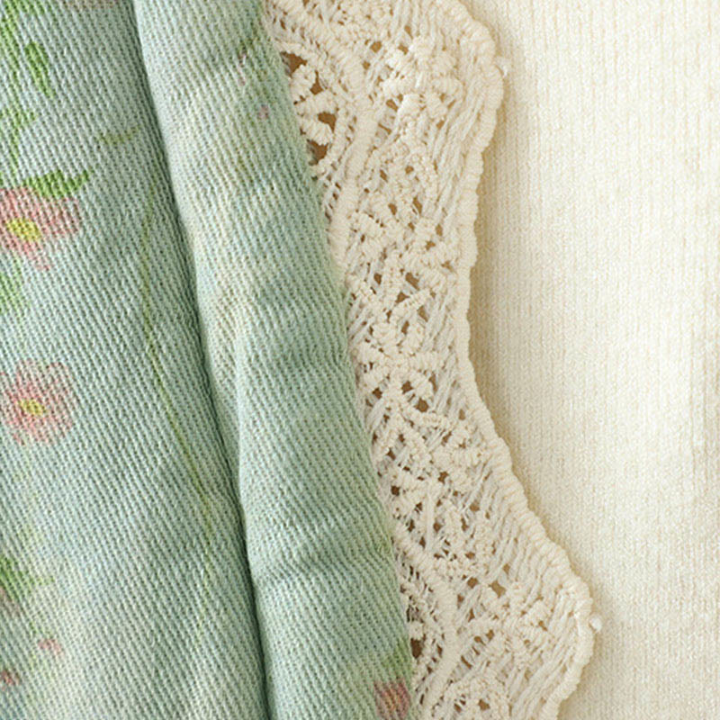 Winter Lace Patchwork Long Sleeve Cotton Women's Thermal Jacket With Pockets