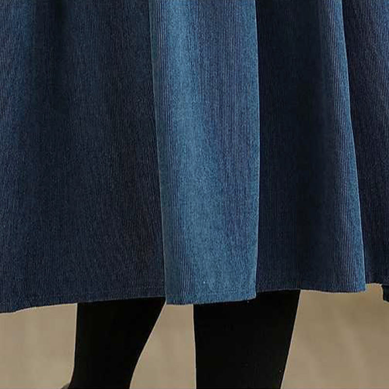 Deep Indigo Textured Corduroy Mindful Midi Dress