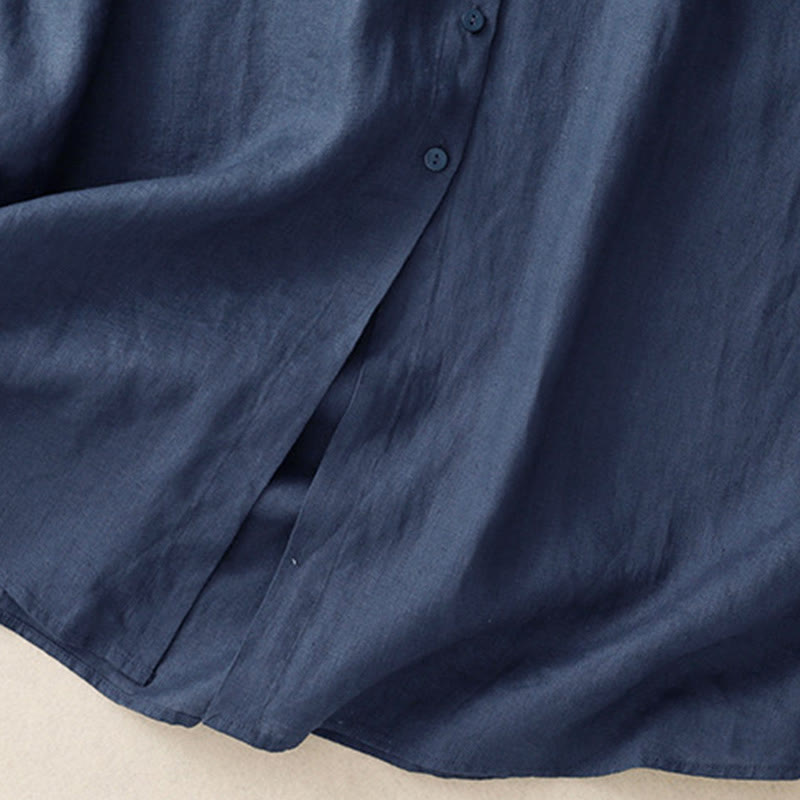 Grounding Cotton Long-Sleeve Button-Down Meditation Midi Dress