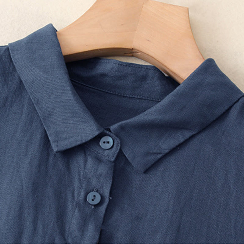 Grounding Cotton Long-Sleeve Button-Down Meditation Midi Dress