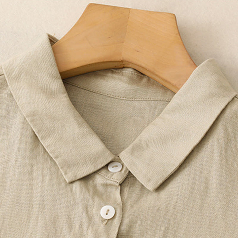 Grounding Cotton Long-Sleeve Button-Down Meditation Midi Dress