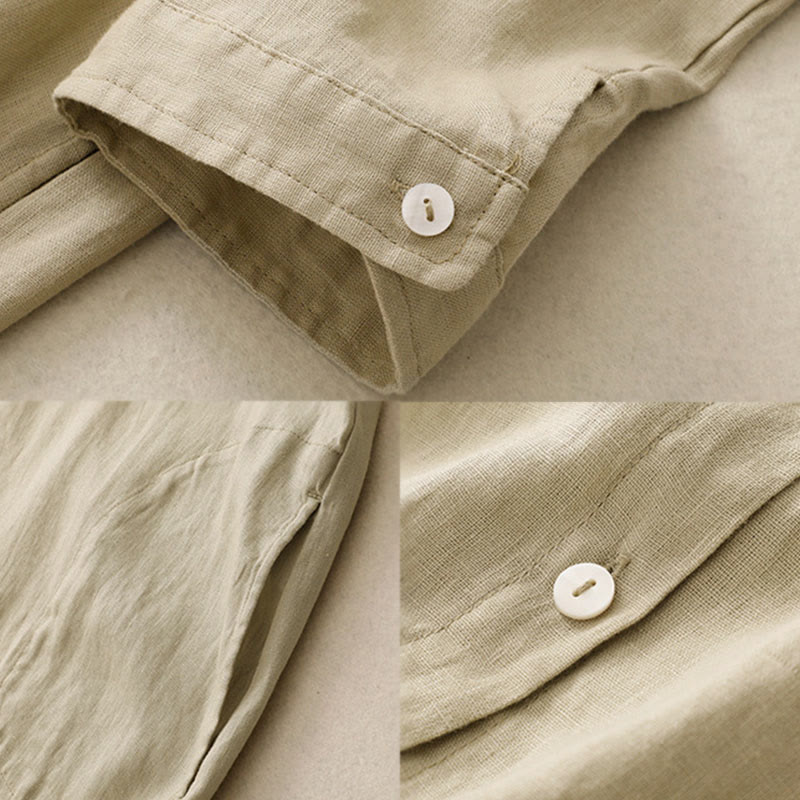 Grounding Cotton Long-Sleeve Button-Down Meditation Midi Dress