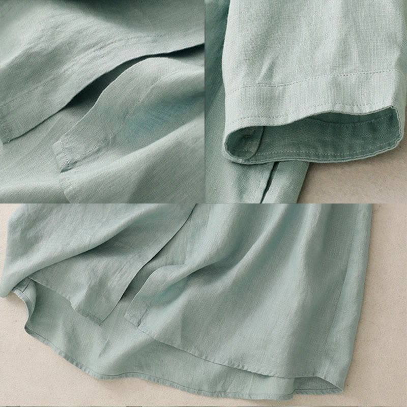 Grounding Cotton Long-Sleeve Button-Down Meditation Midi Dress