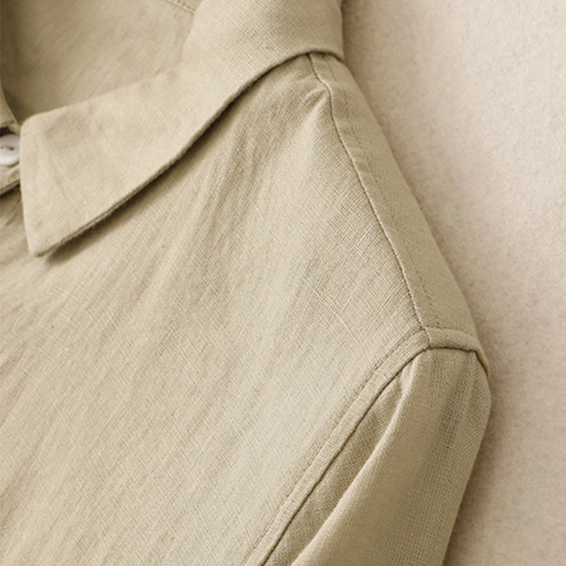 Grounding Cotton Long-Sleeve Button-Down Meditation Midi Dress