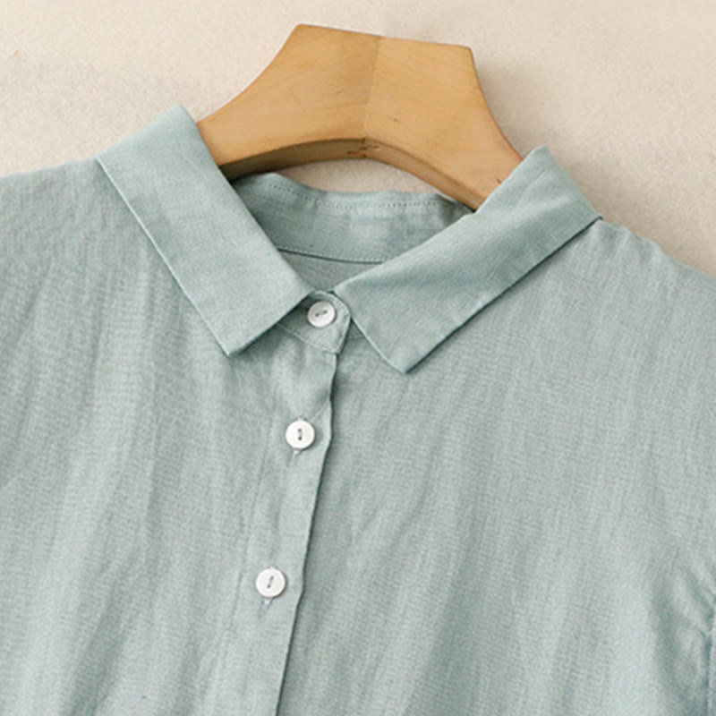 Grounding Cotton Long-Sleeve Button-Down Meditation Midi Dress