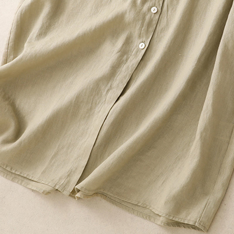 Grounding Cotton Long-Sleeve Button-Down Meditation Midi Dress