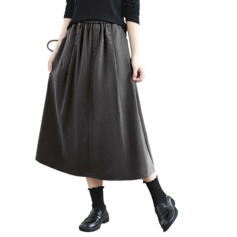 Natural Cotton 7/8 Length Slim-Fit Meditation Skirt with Pockets