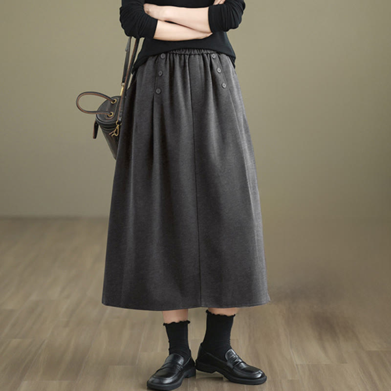 Natural Cotton 7/8 Length Slim-Fit Meditation Skirt with Pockets
