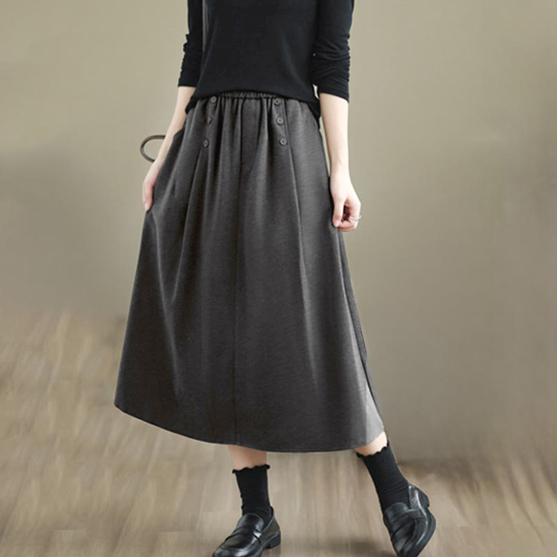 Natural Cotton 7/8 Length Slim-Fit Meditation Skirt with Pockets
