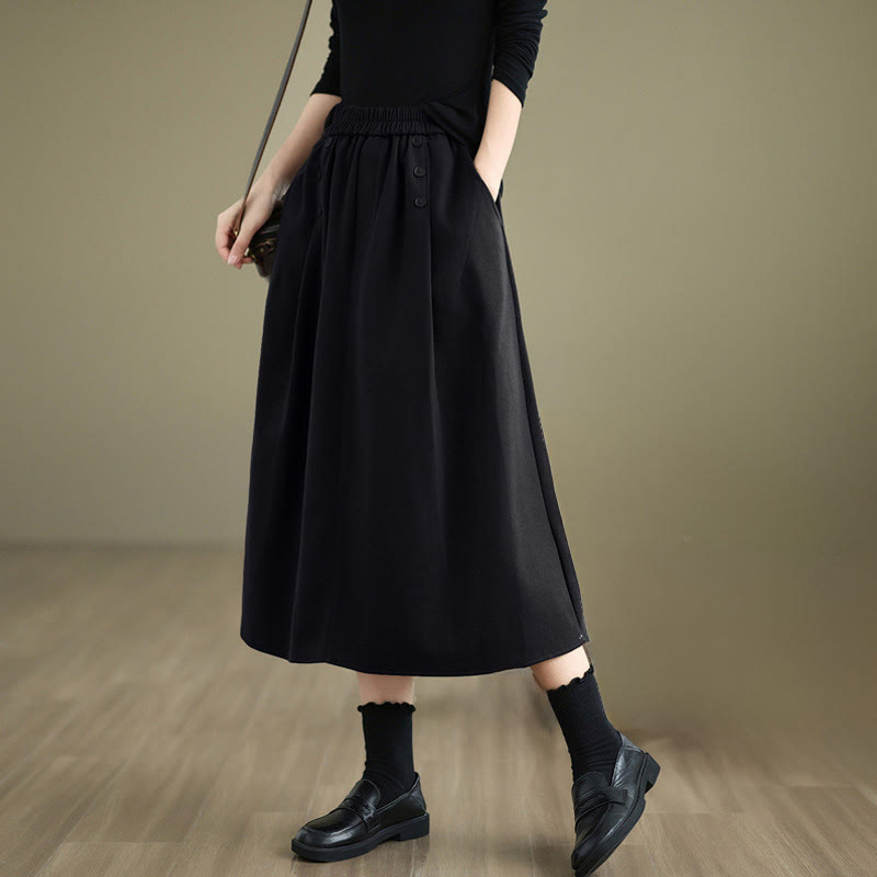 Natural Cotton 7/8 Length Slim-Fit Meditation Skirt with Pockets