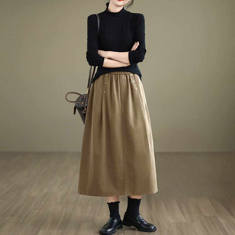 Natural Cotton 7/8 Length Slim-Fit Meditation Skirt with Pockets
