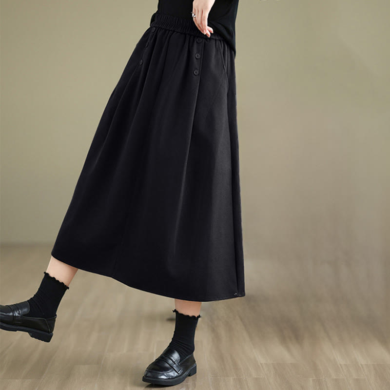 Natural Cotton 7/8 Length Slim-Fit Meditation Skirt with Pockets