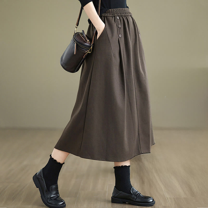 Natural Cotton 7/8 Length Slim-Fit Meditation Skirt with Pockets