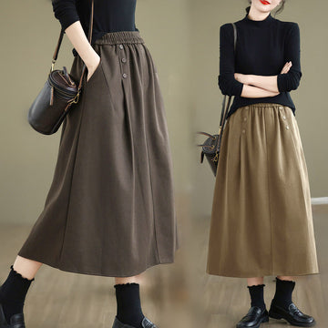 Natural Cotton 7/8 Length Slim-Fit Meditation Skirt with Pockets