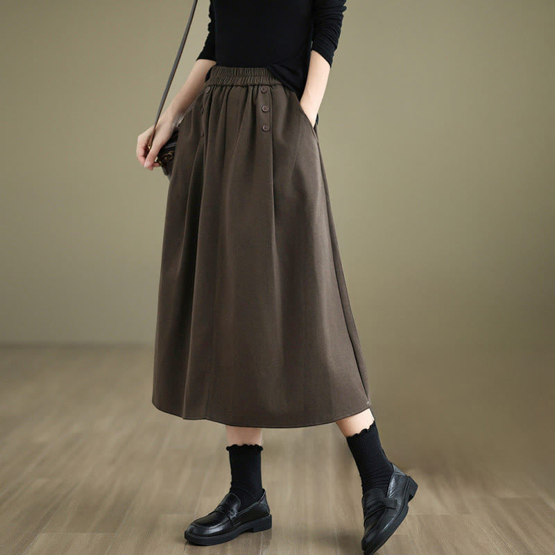 Natural Cotton 7/8 Length Slim-Fit Meditation Skirt with Pockets