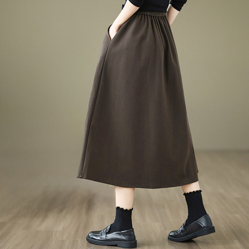Natural Cotton 7/8 Length Slim-Fit Meditation Skirt with Pockets