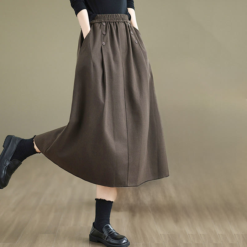 Natural Cotton 7/8 Length Slim-Fit Meditation Skirt with Pockets