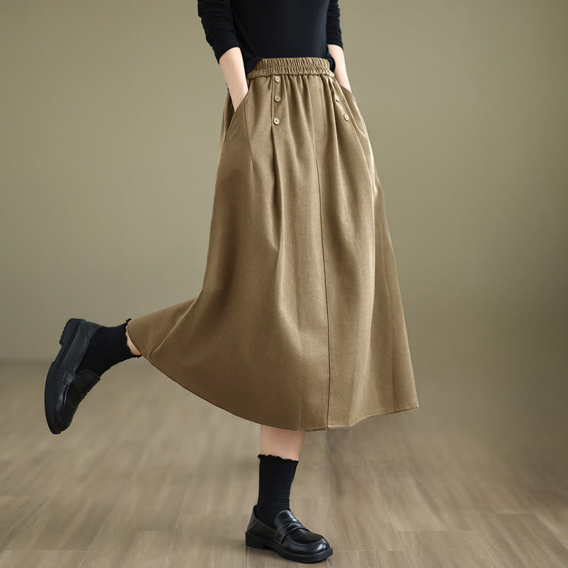 Natural Cotton 7/8 Length Slim-Fit Meditation Skirt with Pockets