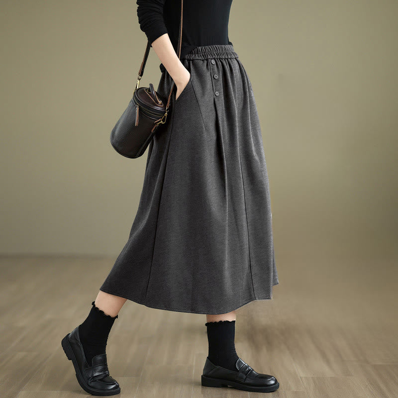 Natural Cotton 7/8 Length Slim-Fit Meditation Skirt with Pockets